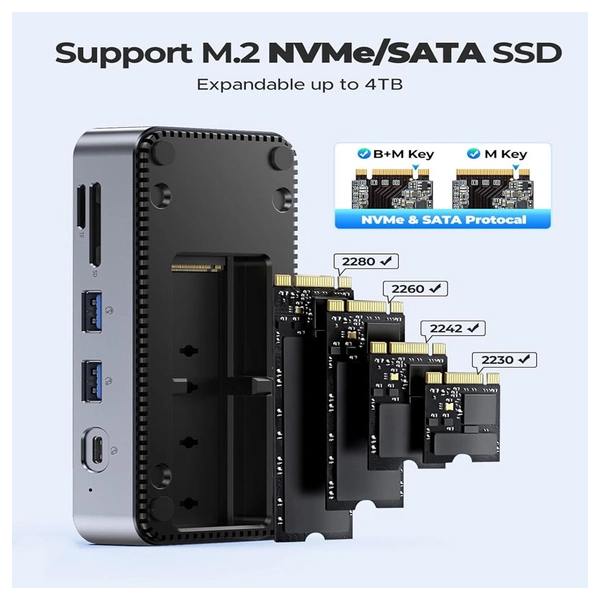 باکس حافظه M2 NVMe/NGFF SSD و هاب 10 پورت اوریکو مدل DPM2P9-V1