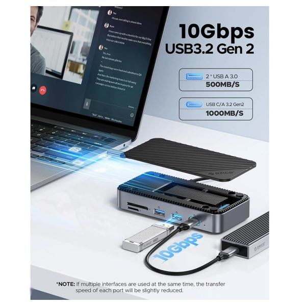 باکس حافظه M2 NVMe/NGFF SSD و هاب 10 پورت اوریکو مدل DPM2P9-V1